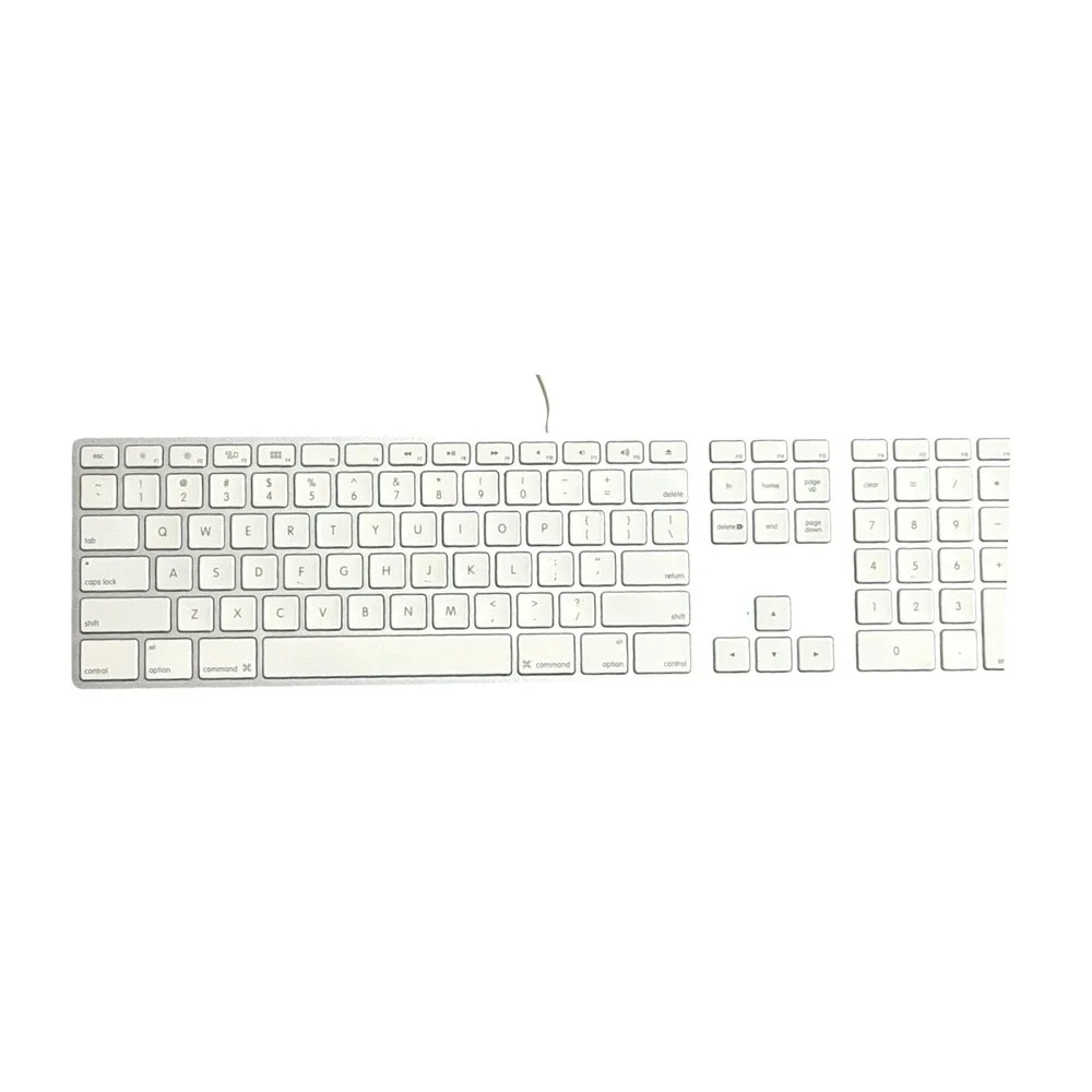 Apple A1243 Wired‎ Keyboard Numeric Keypad Silver Aluminum White USB MB110LL/B